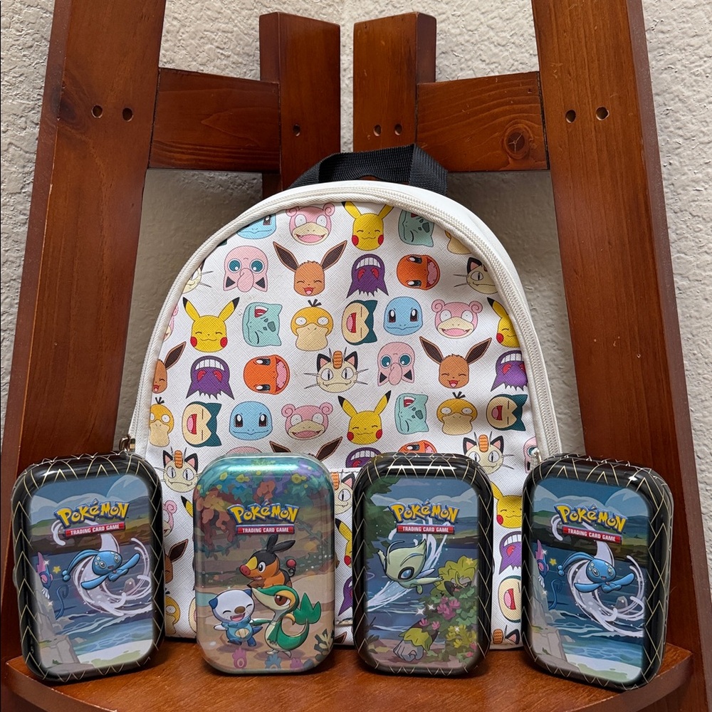 🔹Pokemon Vibrant Multi-Color Backpack & Set of 4 Pokémon Tins…